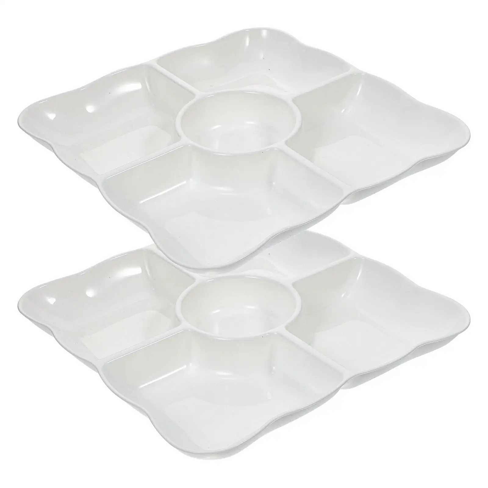 

2Pcs Multi grids Snack Tray Large Capacity Fruit Plate Dry Food Storage Kitchen Picnic Camping Wedding Party Home Decor