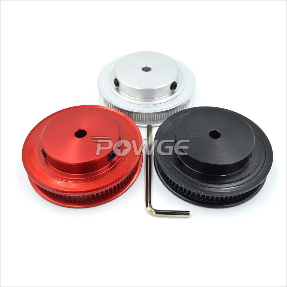 POWGE Black Red 80 Teeth 2GT Synchronous Pulley Bore 5mm For W=6mm 2MGT Timing Belt 80T 80Teeth GT2 Pulley For VORON 3D 80-2GT