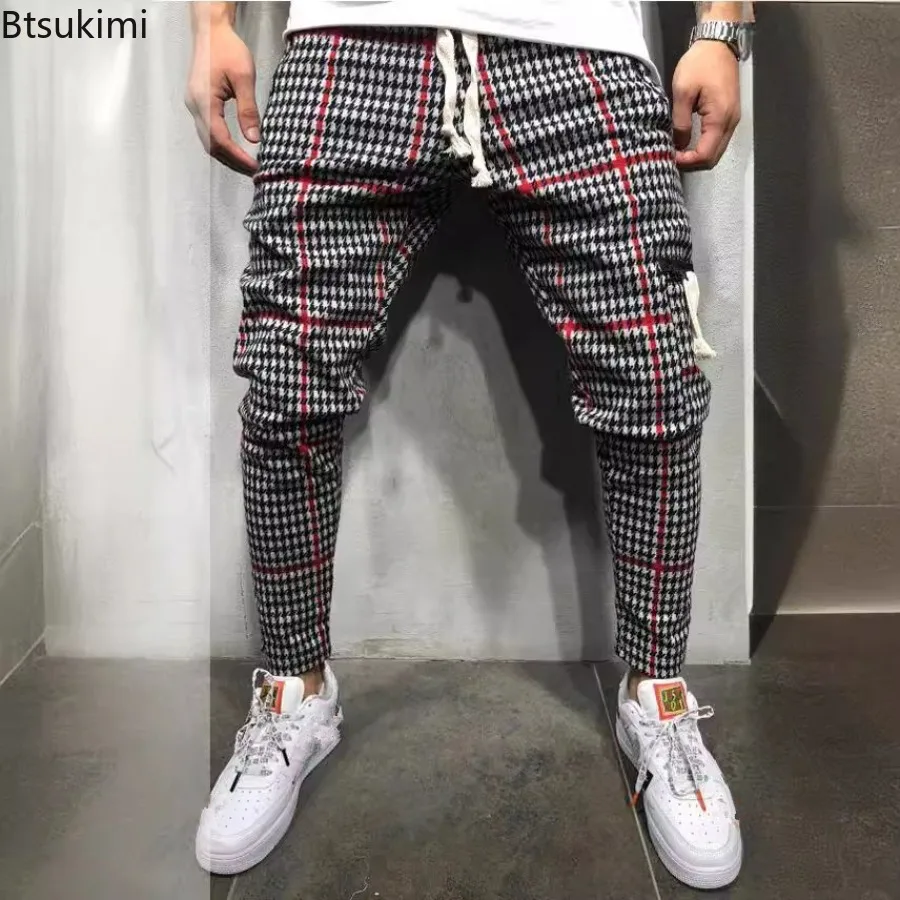 2026 Men's Casual Striped Trousers Comfortable Elastic Waist Drawstring Sweatpants Streetwear Spring Autumn All Match Men Pants