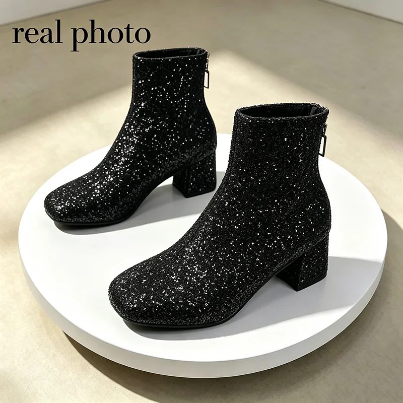 Luxury Sequin Thick High Heel  - Eve Party review and price