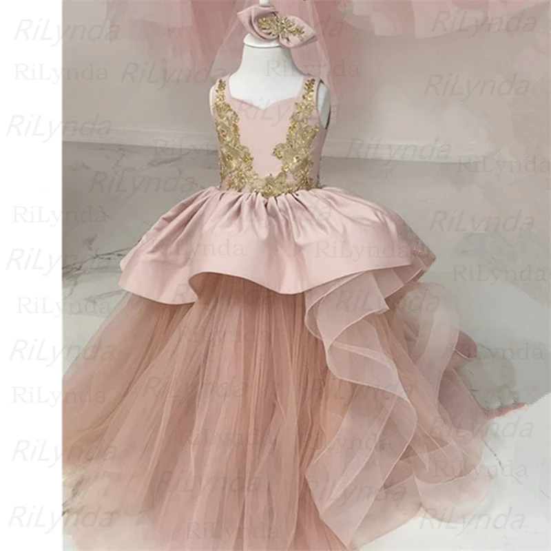 

Princess A Line Flower Girl Dresses for Wedding Sequins Beads Birthday Pageant Gowns Kids First Communion Dress