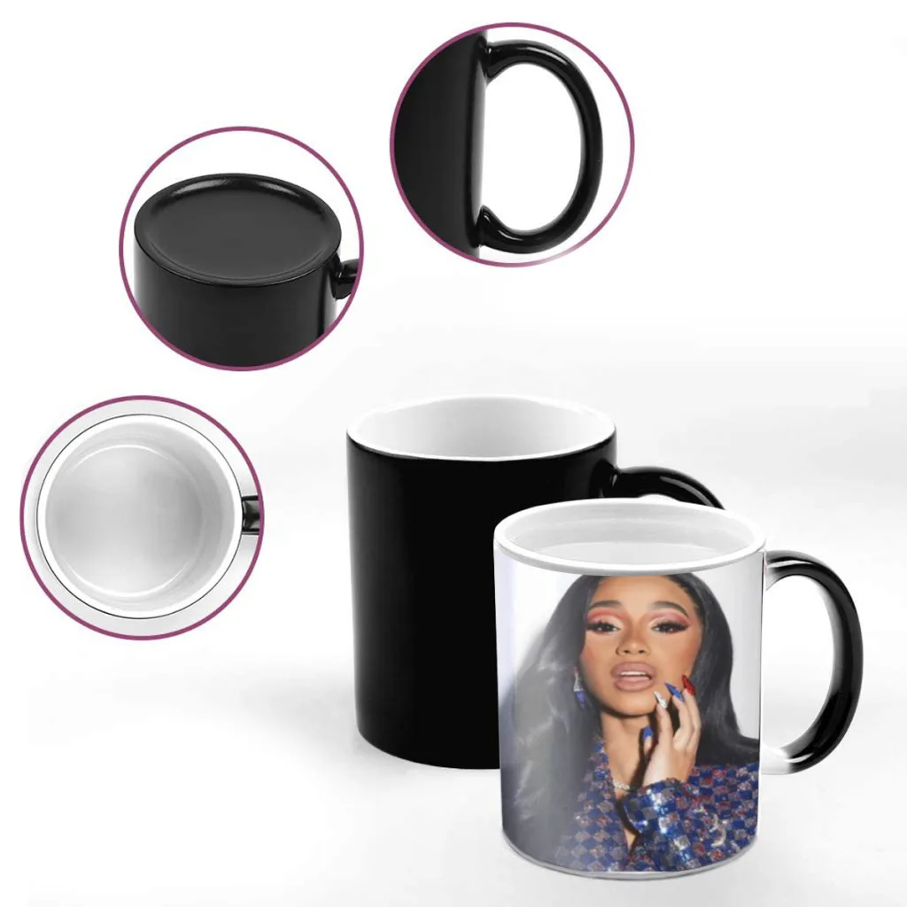 American Pop Rap Hip-Hop Singer Cardi B Creativity Change Color Chang mug Ceramic mug Hot Coffee Cup Breakfast Cup mug Gift