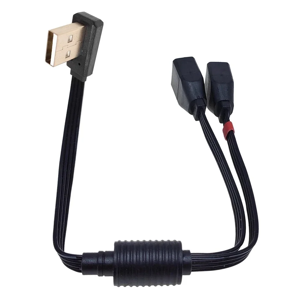 Cotovelo de computador montado em carro USB One Drag Two Cabo de carregamento de dados 90 °   Cabo de extensão fêmea ângulo USB One Split Two