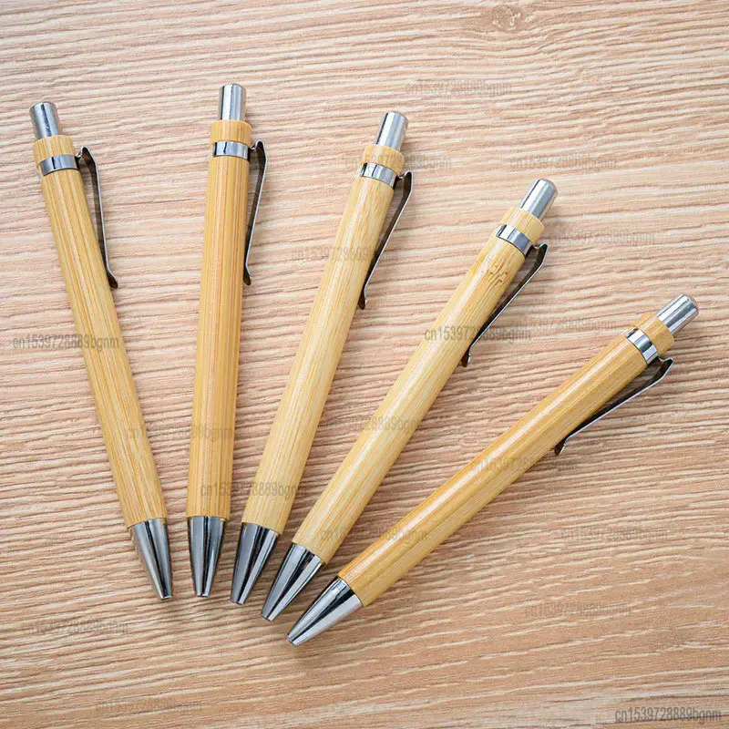 3/5/10/20/30/50Pcs Set Bamboo Wood Ballpoint Pen 1.0mm Tip Blue Black Ink Business Signature Ball Pen Office Writing Stationery