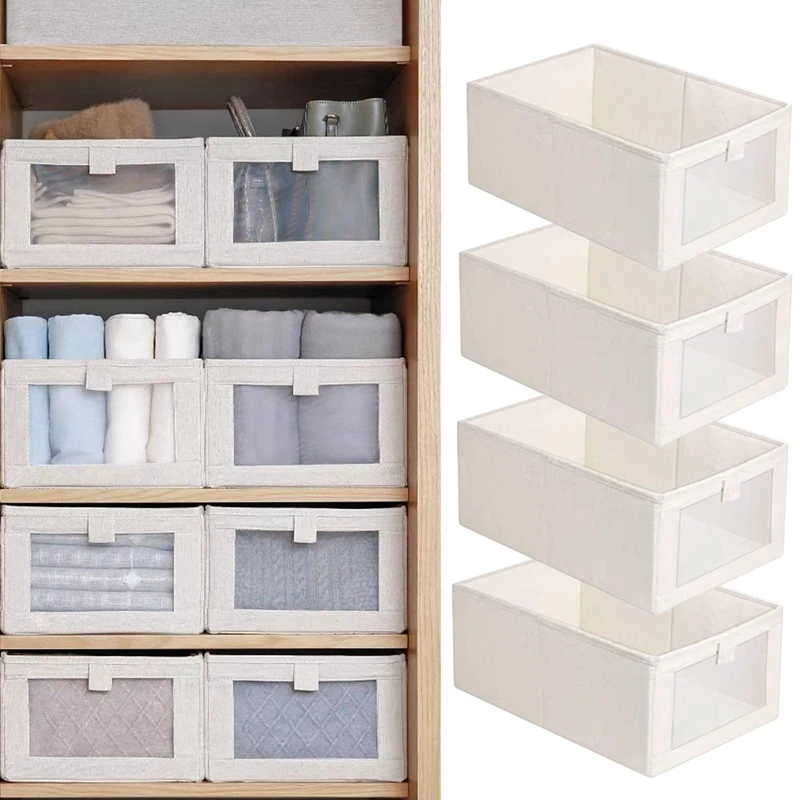 

Hot 4 Pack Storage Bins, Storage Containers For Organizing Clothing, Jeans,Closet - Closet Organizers And Storage