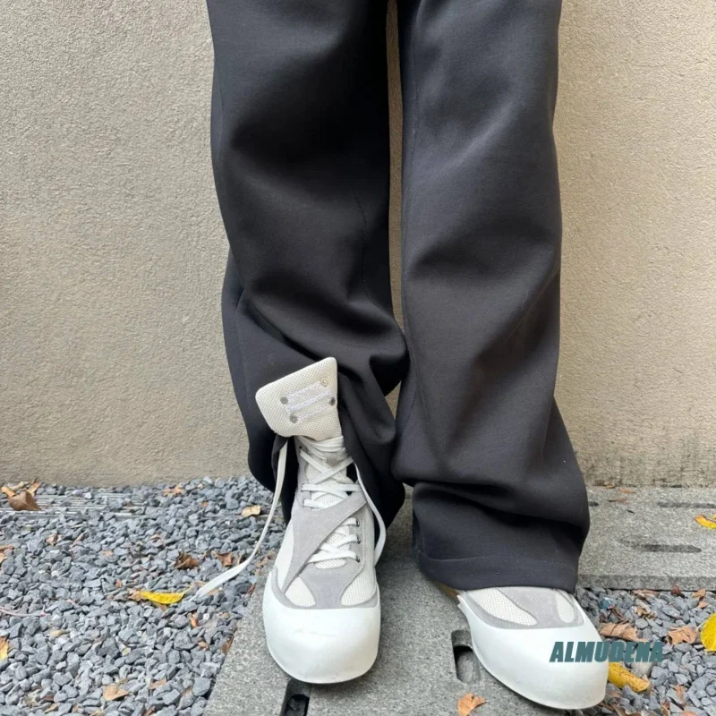

White Gray Mesh Suede Men's High Top Sneakers Round Toe Lace-Up Boxing Boots Casual Daily Breathable Fashion Sports Shoes