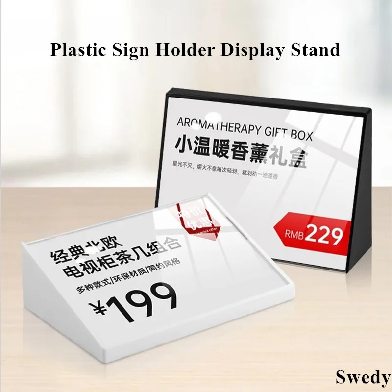 

105x74mm Desktop Plastic Price Label Paper Card Tags Slant Menu Holder Photo Picture Frame Acrylic Sign Holder Display Stand