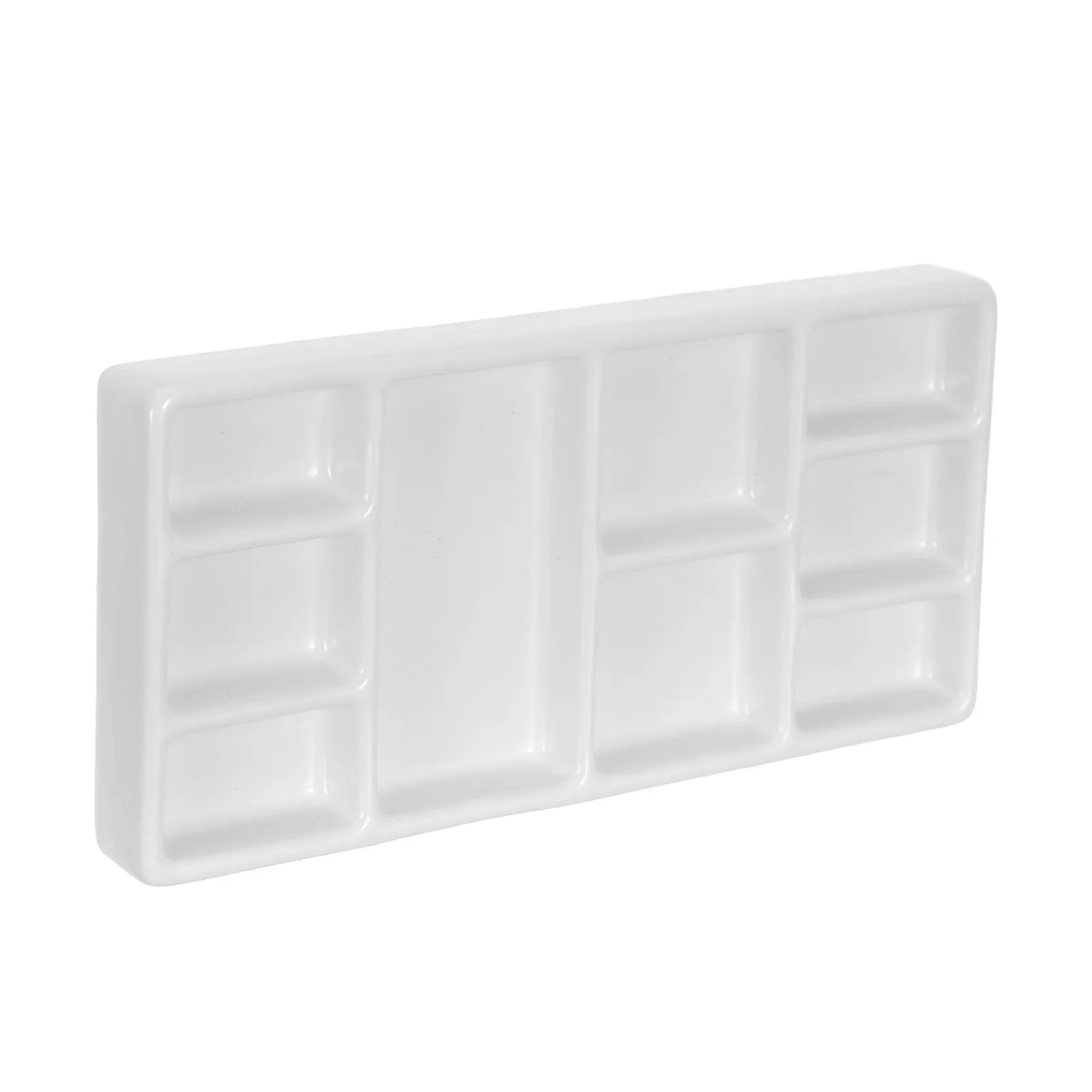 White Ceramic Pigment Plate Rectangular Design for Easy Grasp Color Mixer Paint Tray for Artists Students Paint Pallet