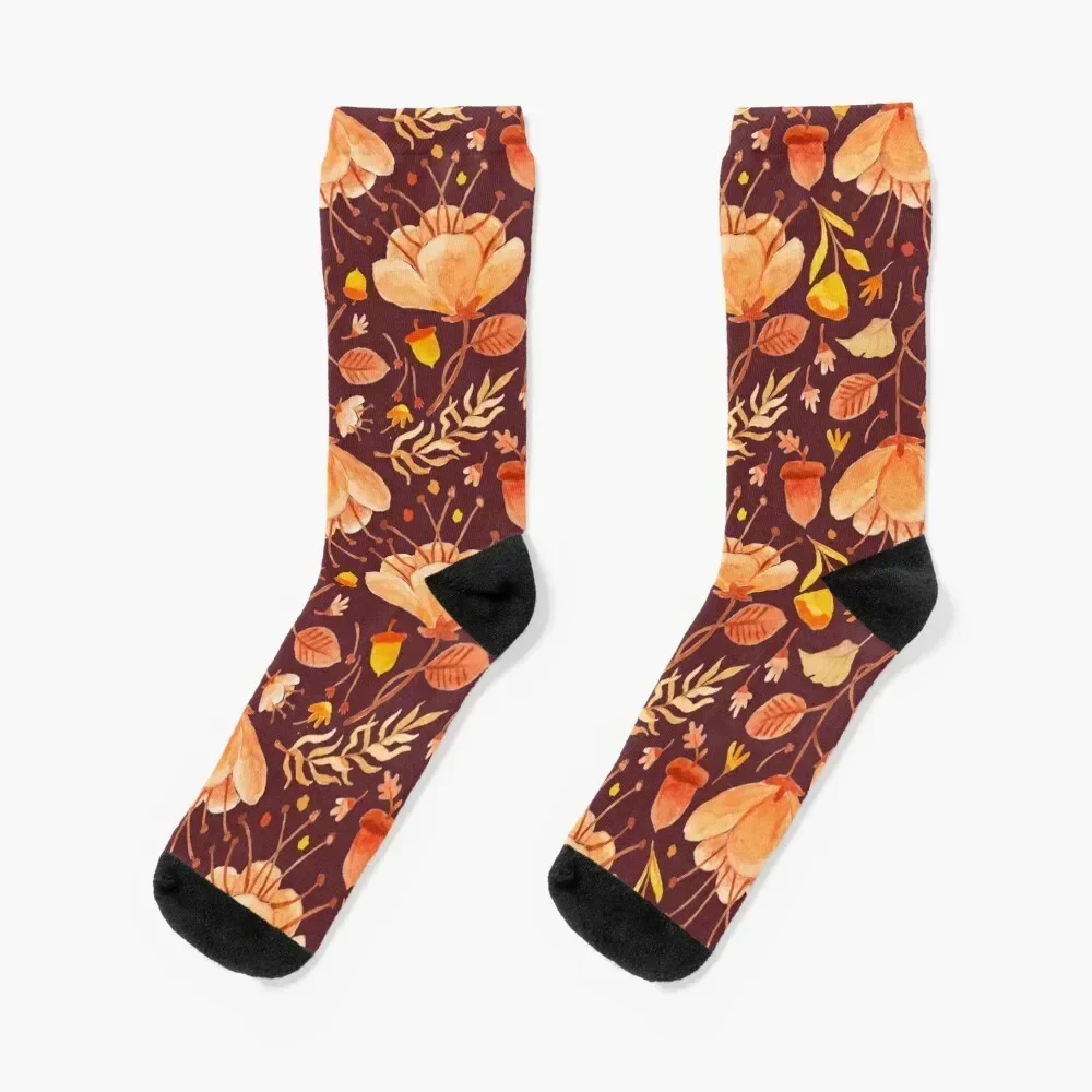 Autumn flower leaves pattern Socks Heating sock winter Woman Socks Men's