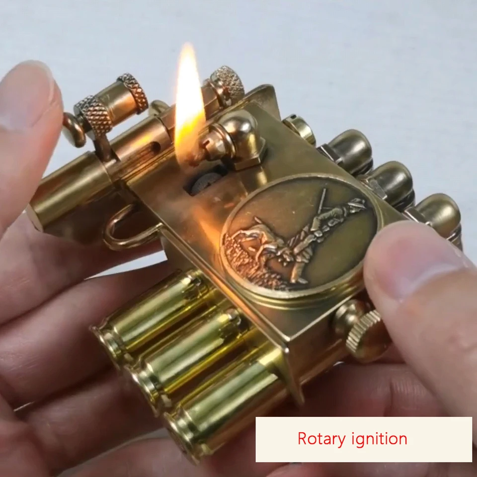 Handmade Steampunk Brass Series Lighters Unique Design Retro Creative  Personality Novelty Precious Gift Each badge is different