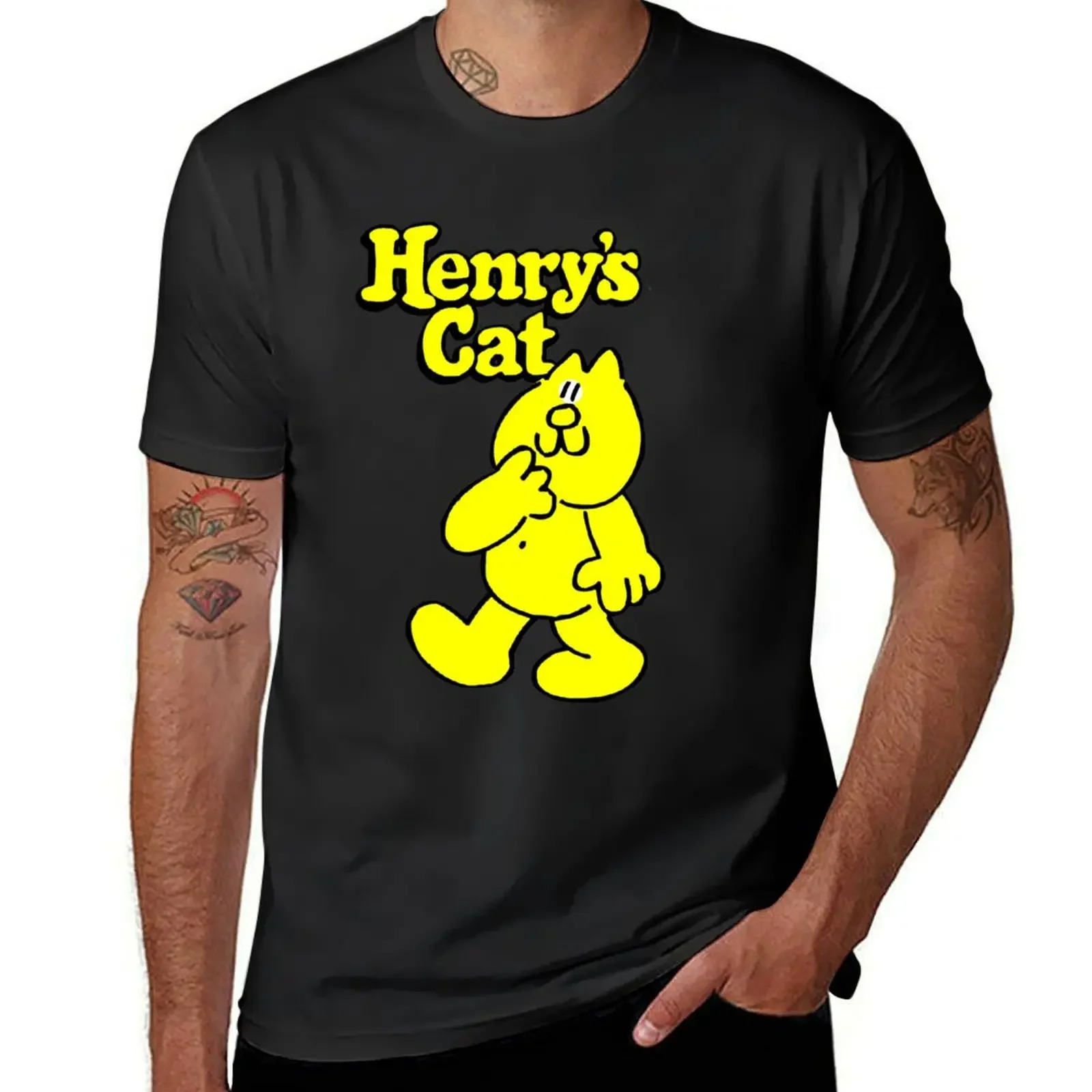 

Henrys Cat T-Shirt hippie clothes anime clothes new edition boys animal print shirts men graphic