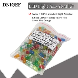 120PCS 6color X 20PCS 5mm LED Light Assorted Kit DIY LEDs Set White Yellow Red Green Blue Orange