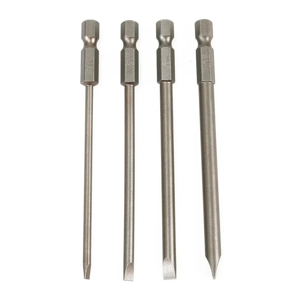 1 4  Screwdrivers Bits 100mm 3mm-6mm 4 Flat Head Magnetic Alloy Steel Shank Slotted Workshop Equipment Hot New