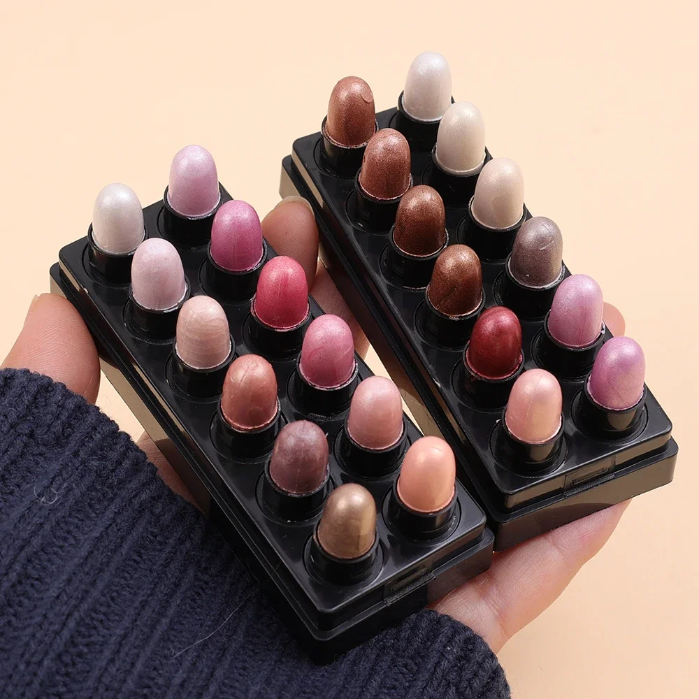 12 Farben glänzende Lidschatten Stift Glitter Seidenraupe Eyeliner Make-up-Tools schimmern kosmetische Perl glanz langlebigen Lidschatten Bleistift