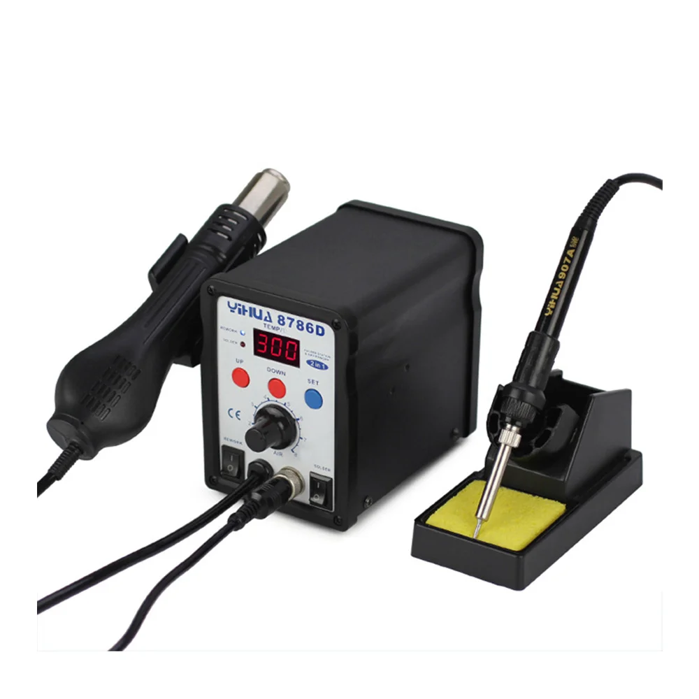 LED Rework Station Hot-air Desoldering Station 2-in-1 Digital Display YIHUA 8786D Soldering Station Blower Heat Gun 700W