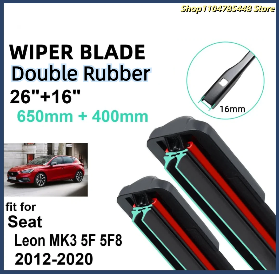 

Car Wiper for Seat Leon MK3 5F 5F8 2012-2020 26" + 16" Front Rear Wiper Blades Brushes Cutter Accessories 2017 2018 2019 2020