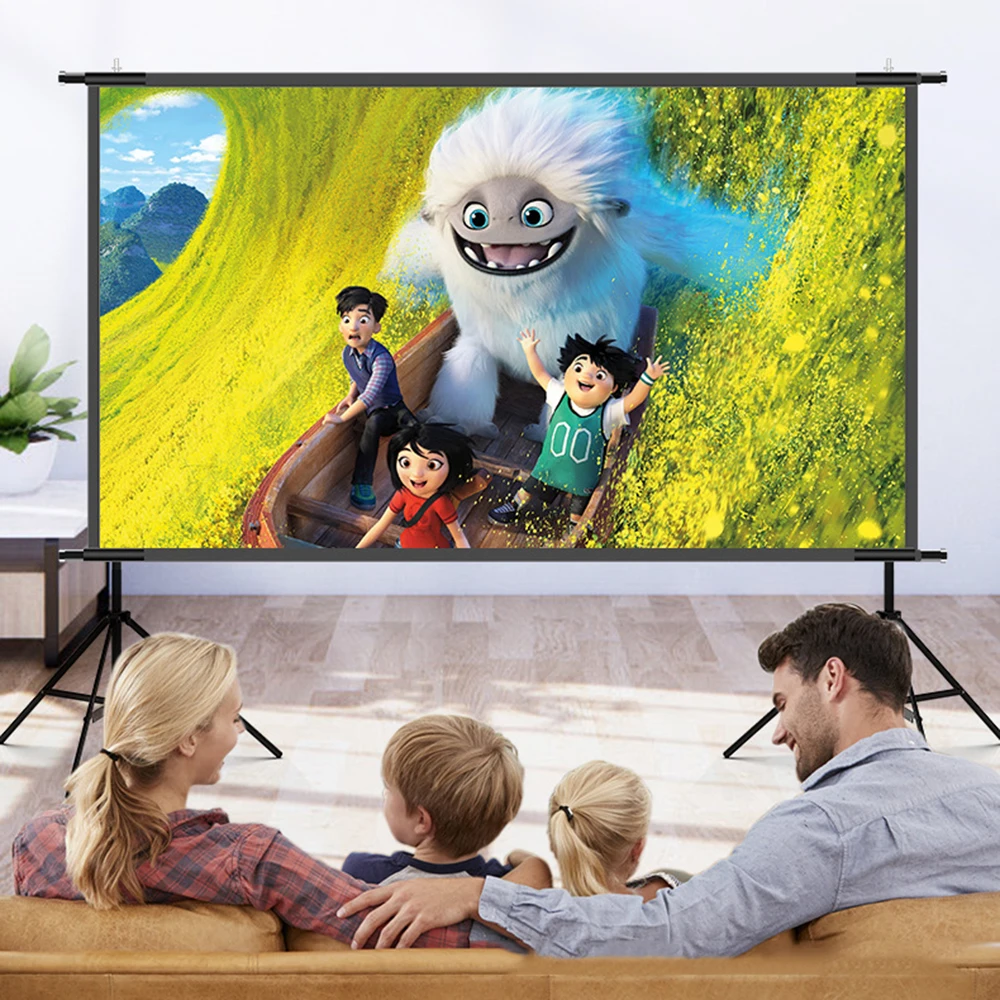 Écran de projection portable avec support, grille blanche 4K, écran de budgétaire anti-lumière, intérieur et extérieur, 100/120 po, 16:9