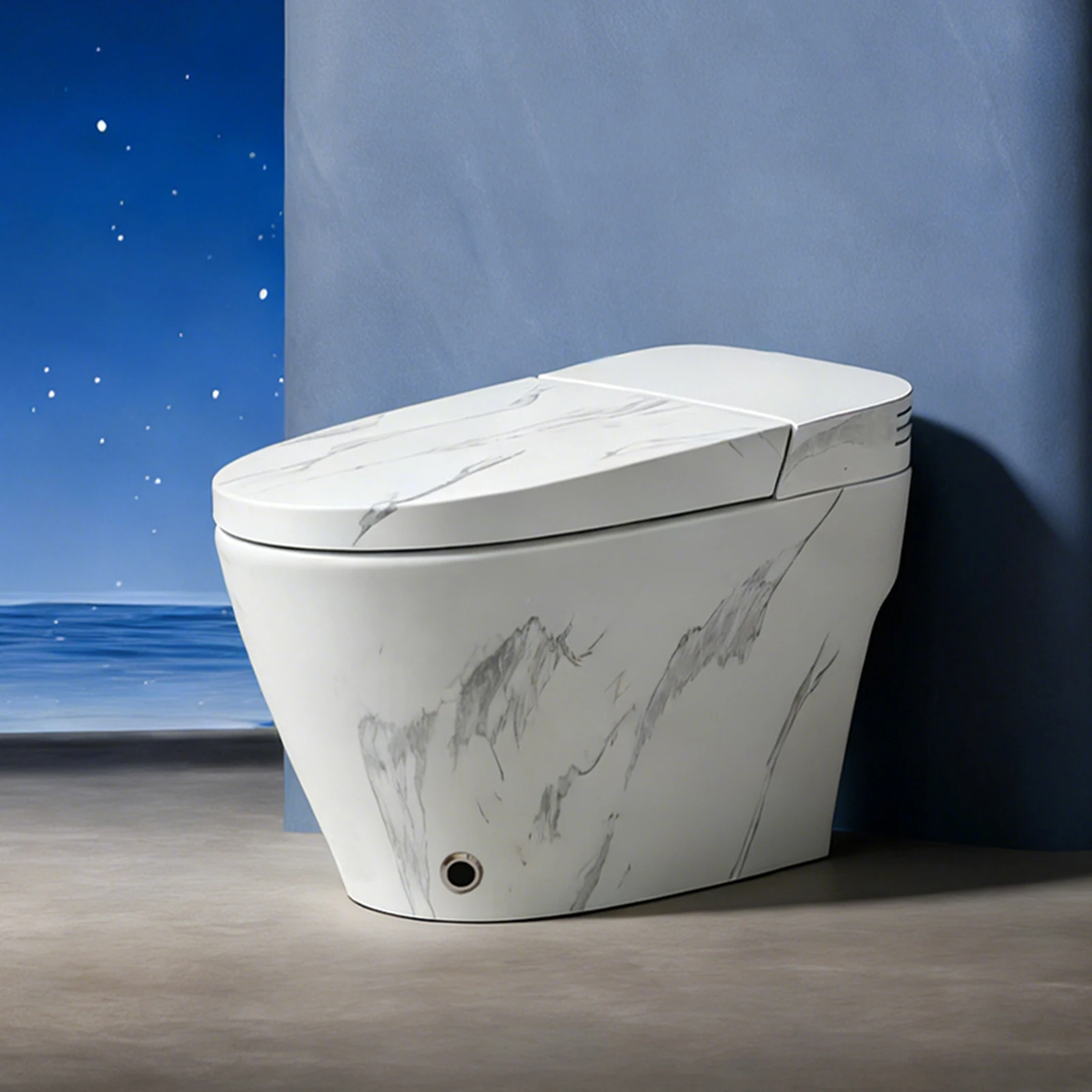 

#g Intelligent Toilet Ceramic White Marble Pattern Bathroom Use Built-in Water Tank