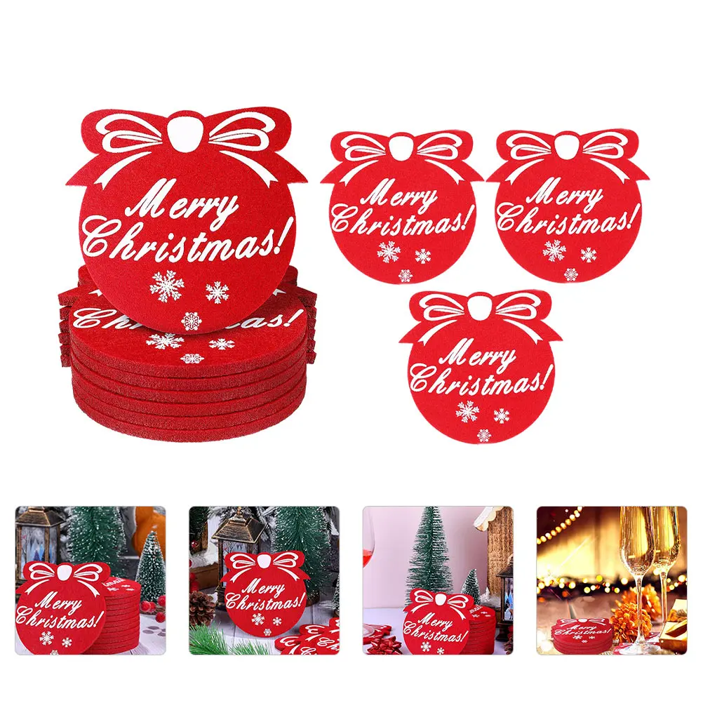 

12 Pcs Decorations Wine Coaster Table Coasters Creative Cup Cushion Felt Coffee Water Mat Red