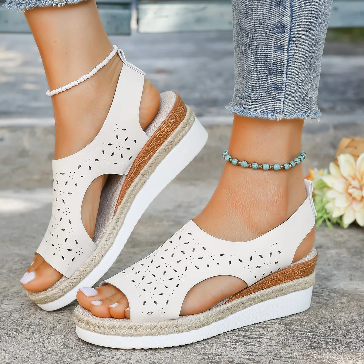 Women Sandals 2024 New Summer Wedges Platform Sandals Women Roman Mesh Comfortable Open Toe Beach Sandals Wedges Shoes for Women