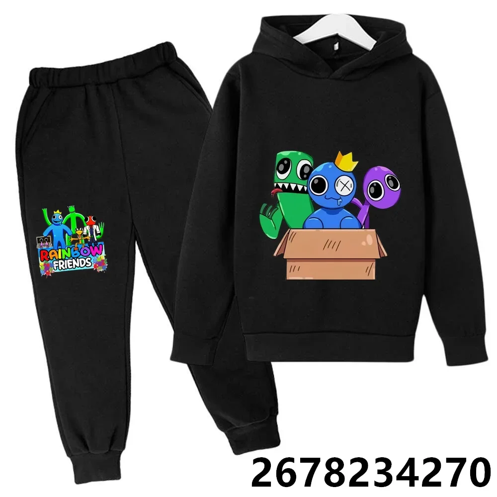 New Boys\' Hoodies Anime Rainbow Friends Cartoon Print Children\'s Spring Autumn Winter Sleeve Sweatshirt Cute Girls Hoodie Sets