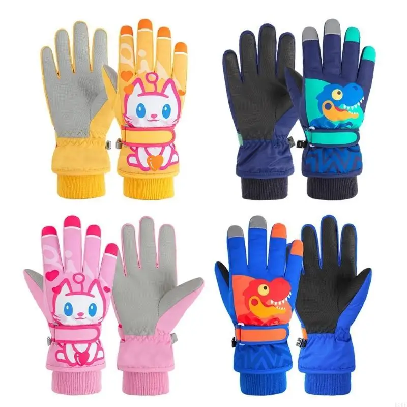 

E06F Children Ski Gloves Winter Padded Thermal Cotton Waterproof Handwears