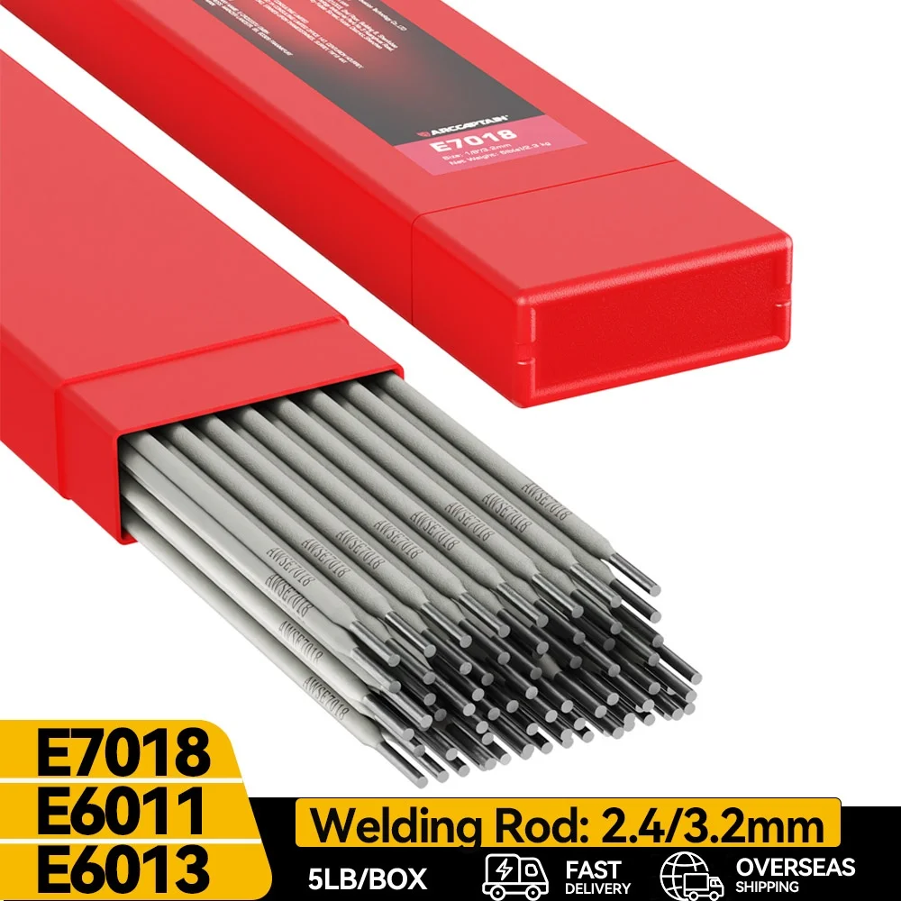 Asta di saldatura ARCCAPTAIN E6013 E6011 E7018 2.4mm 3.2mm 5LB Bastoni di saldatura in acciaio al carbonio Elettrodi Bacchette di saldatura Attrezzature per saldatore ad arco