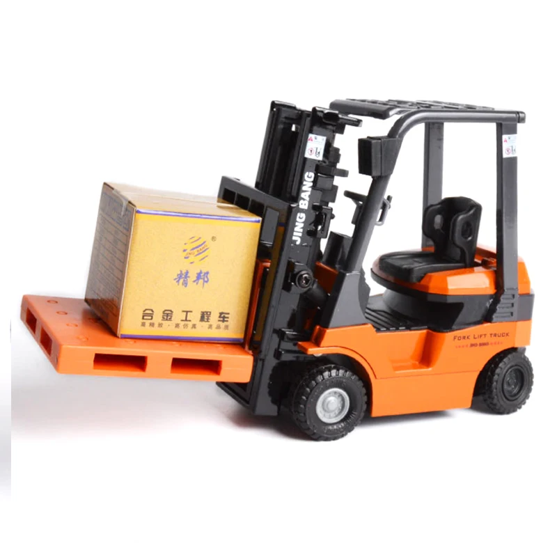 1:60 Die-cast Forklift Truck Joints Model Vehicle Pull Back & Go Car Interactive Realistic Car Toy Toddler Boys Gift B250
