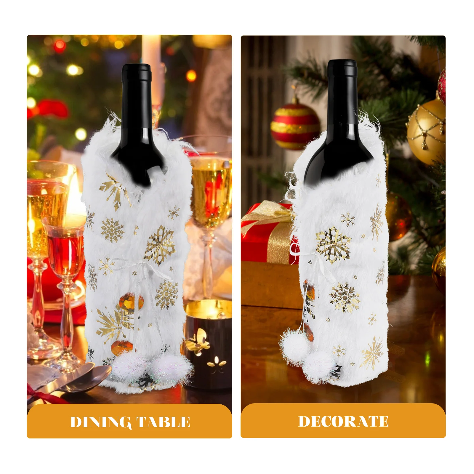 

Golden Snowflakes Christmas Decoration Knitted Bottle Cover Sleeve Covers Decorations