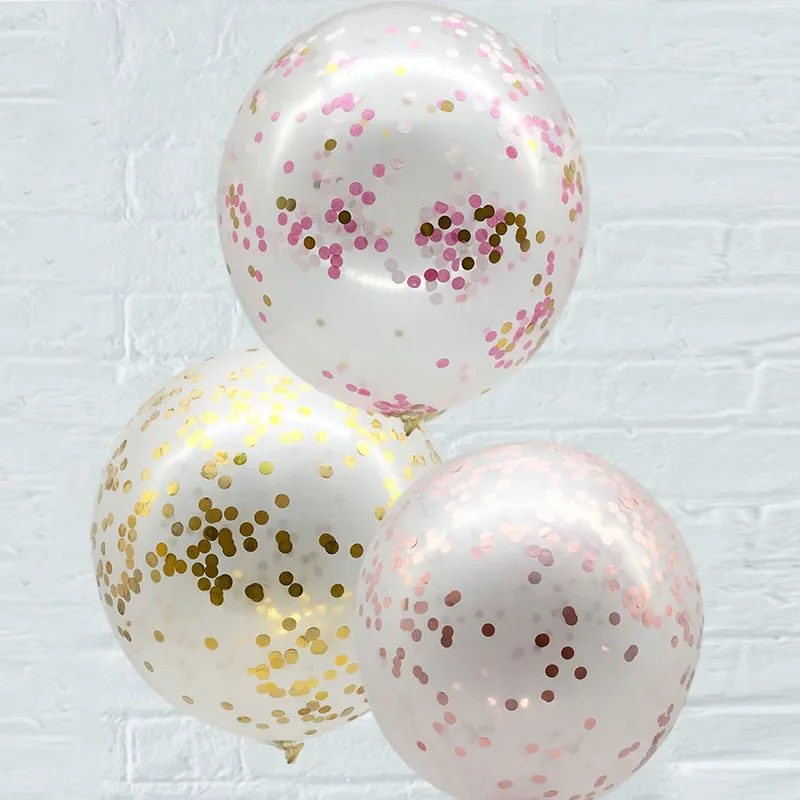 2Pcs 18inch Gold Pink Confetti Balloon Wedding Decoration Clear Latex Inflatable Confetti Balloon Birthday Baby Shower Decor