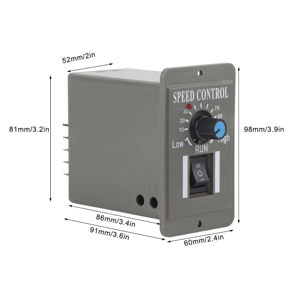 12V/24V/36V/48V 6A DC Motor Speed Controller 98x91mm Panel Type 3-Speed Adjustable Motor Governor CCM2US with Control Switch