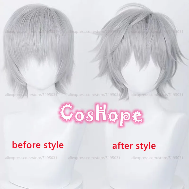 Kaworu Nagisa Cosplay Wig 32cm Silver Gray Wig Cosplay Anime Cosplay Wigs Heat Resistant Synthetic Wigs Halloween