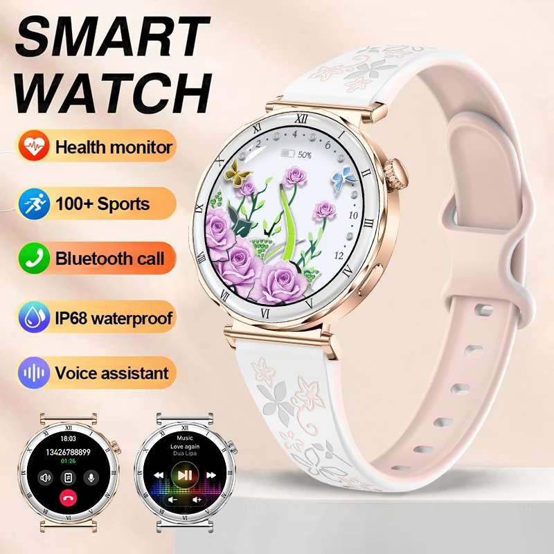 

New Lady Fashion Smart Watch Women 1.19inch AMOLED Screen Heart Rate Bluetooth Call Waterproof Sports Smartwatch For Android iOS