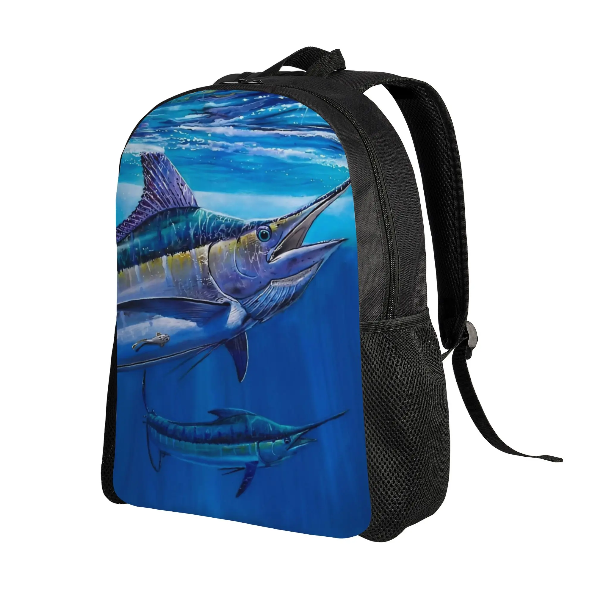 Back to school season Multi-Function Blue Marlin Bite Laptop Bag  Men Women Adult Backpack