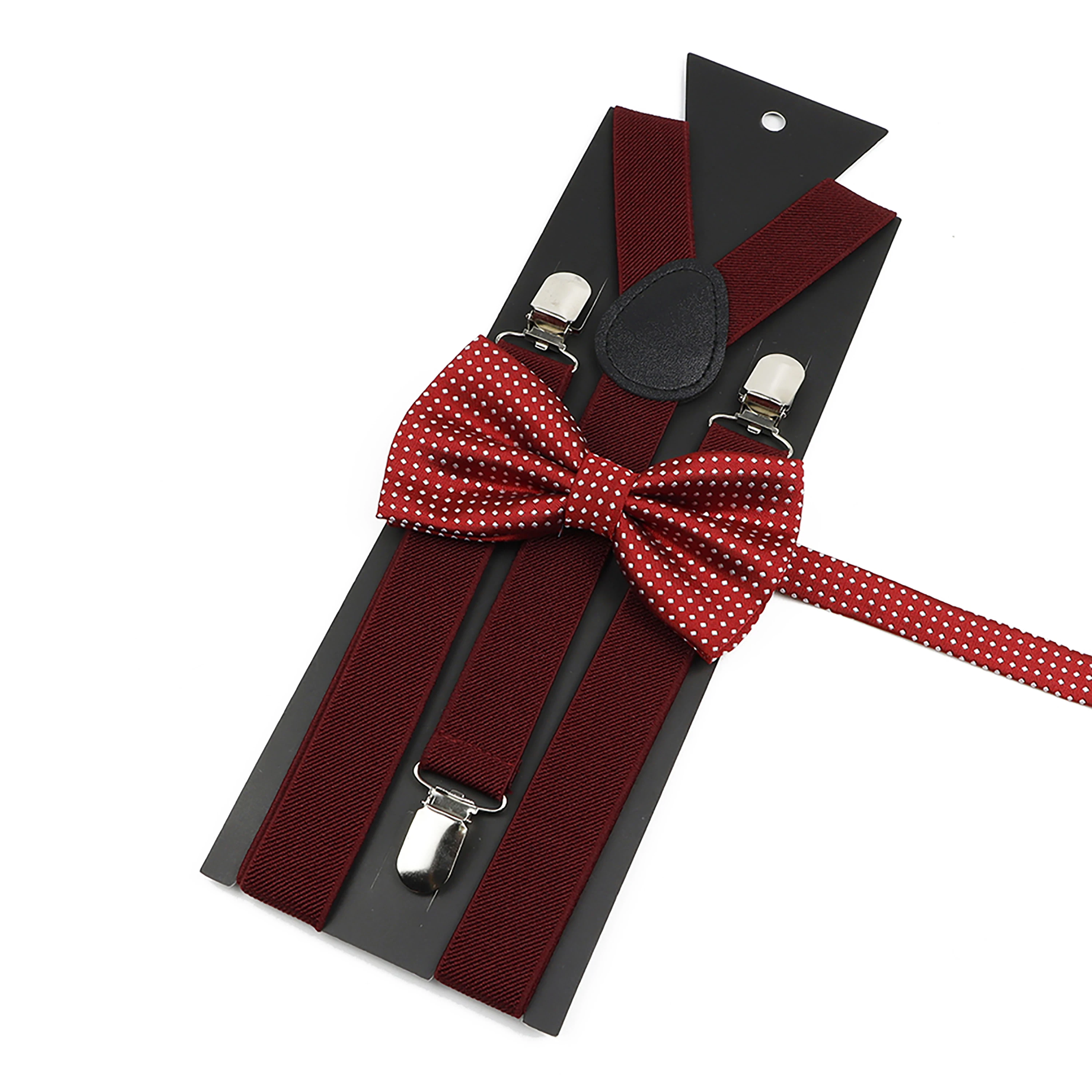 Men's Kids Solid Color Suspender Bowtie Set
