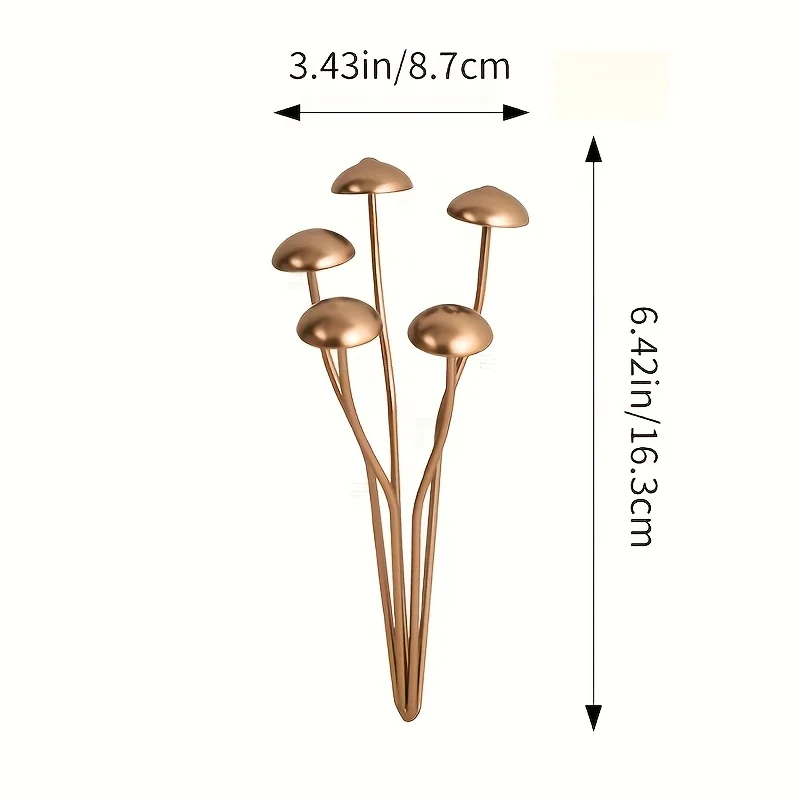 1Pc Metal Mushroom Statue, Green Foliage Design, for Bonsai Potted Plants, Indoor Outdoor Garden Decor, Thanksgiving Gift