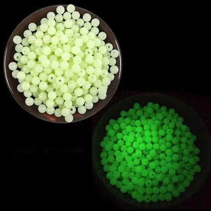 100pcs/Lot Luminous Beads 3mm-8mm Fishing Space Beans Round Float Balls Light Glowing for Outdoor Fishing Accessories Set