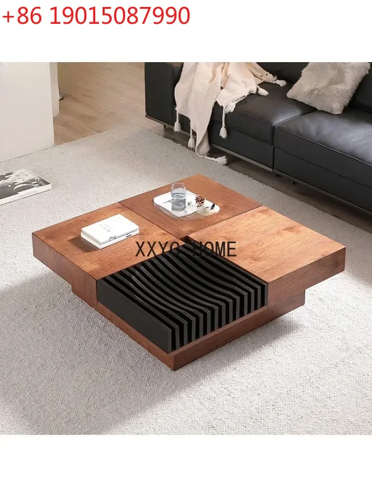 

Итальянский журнальный столик из черного ореха, креативный, современный, минималистичный, для гостиной, с функцией хранения, квадратный, дизайнерский, комбинированный.
