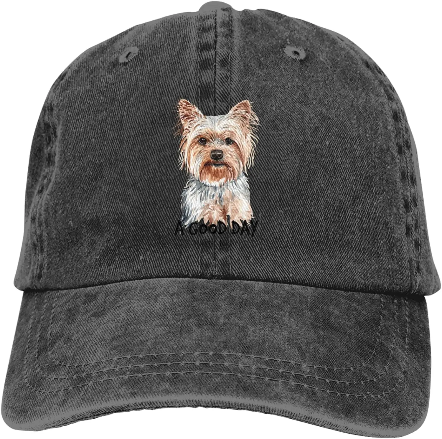 Portrait of Yorkie Hound Baseball Caps Unisex Cowboy Hat Casquette Cap Vintage Adjustable Fashion Black