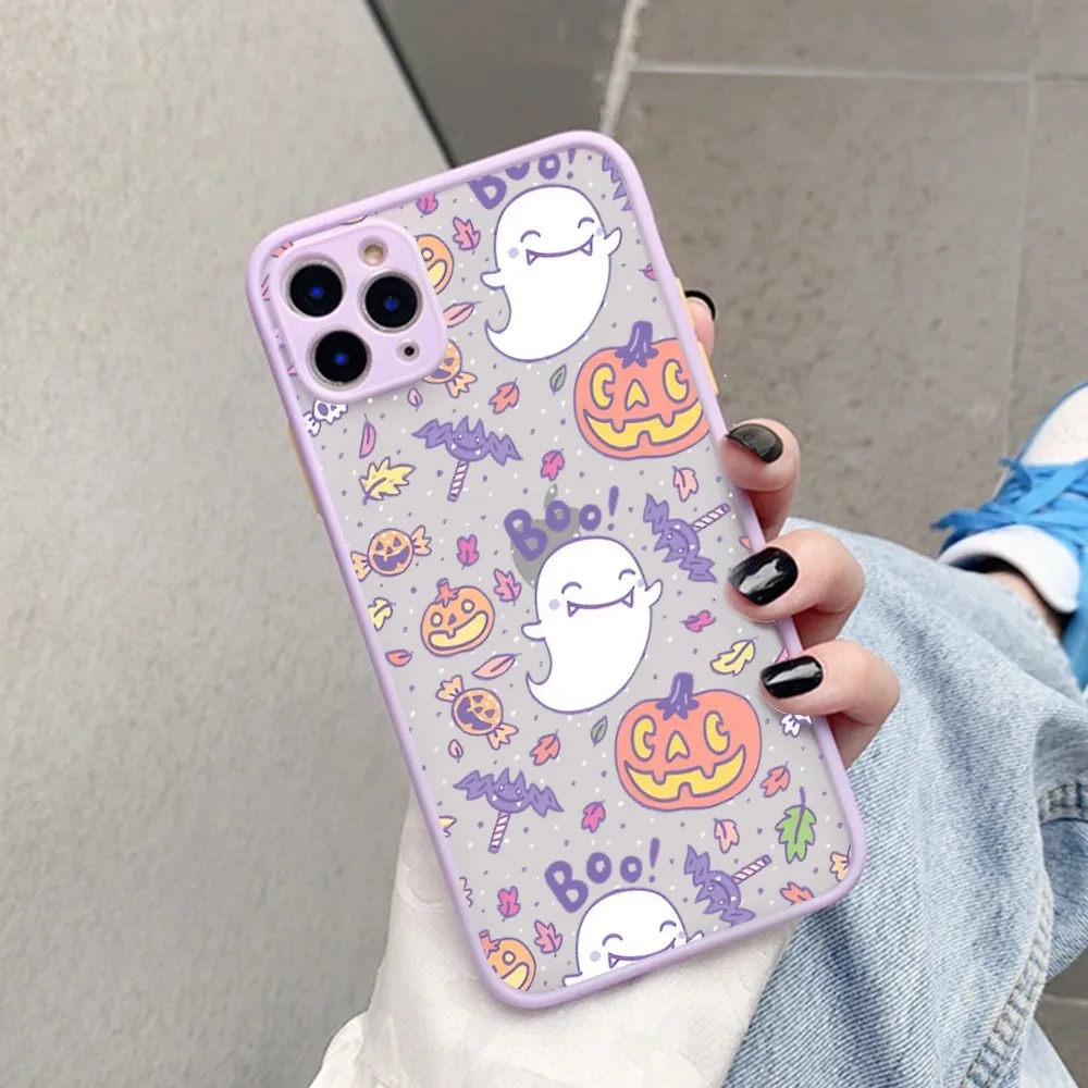 Halloween Phone Case for iPhone 14 11 12 13 Mini Pro Max 8 7 Plus X XR XS MAX Translucent Matte Cover