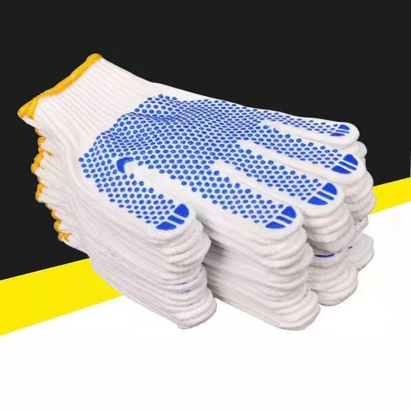 Non-slip Cotton Polyester String Knit Safety Protection Work Gloves, Painter Mechanic Industrial Gardening Warehouse With Dots