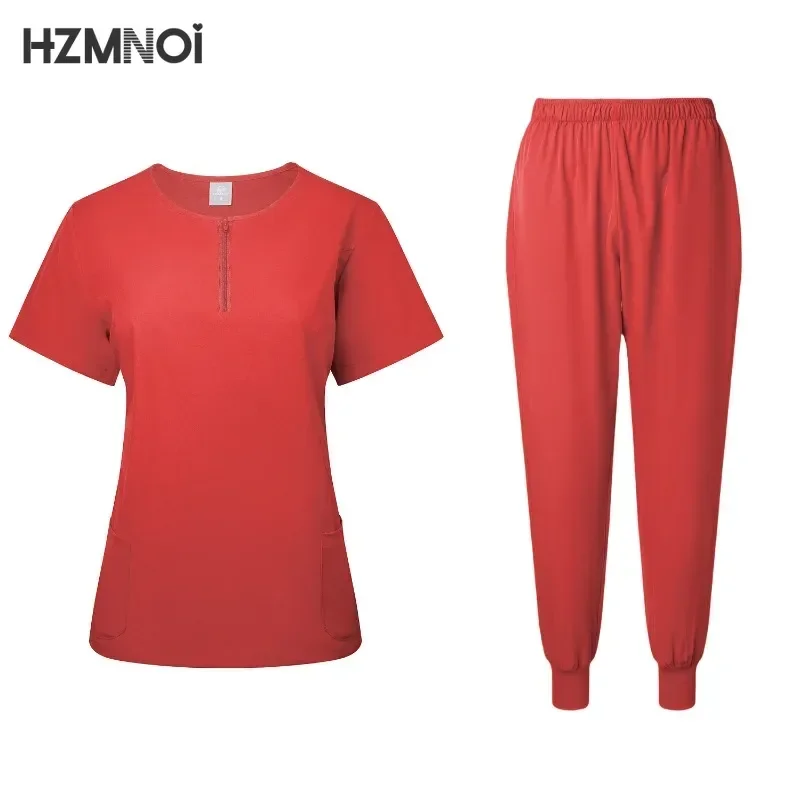 Casual and Comfortable Two-piece Set Stretch Quick-drying Medical Work Clothes Pet Hospital Short-sleeved Trousers Suit