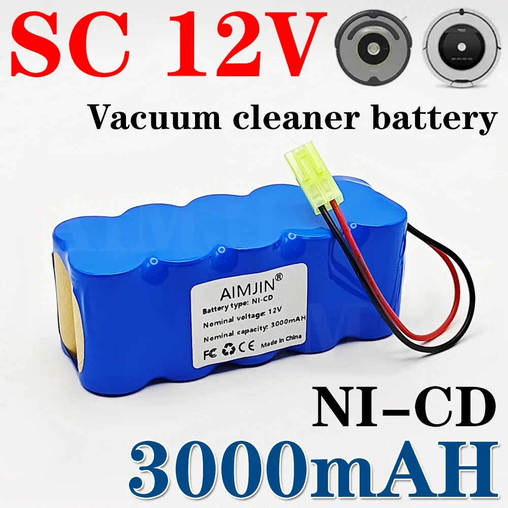 

For 12V Rowenta, Robot Vacuum Cleaner Battery SC NiCD 3000mAh For RH5488, RH846301, RH846901, RS-Rh5205