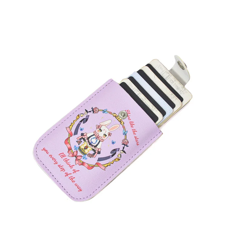 Cute Cartoon Rabbit Mini PU Leather Card Protector Case Cover for Girl Women Photo Case 5 Card Slots ID Name Credit Card Holder