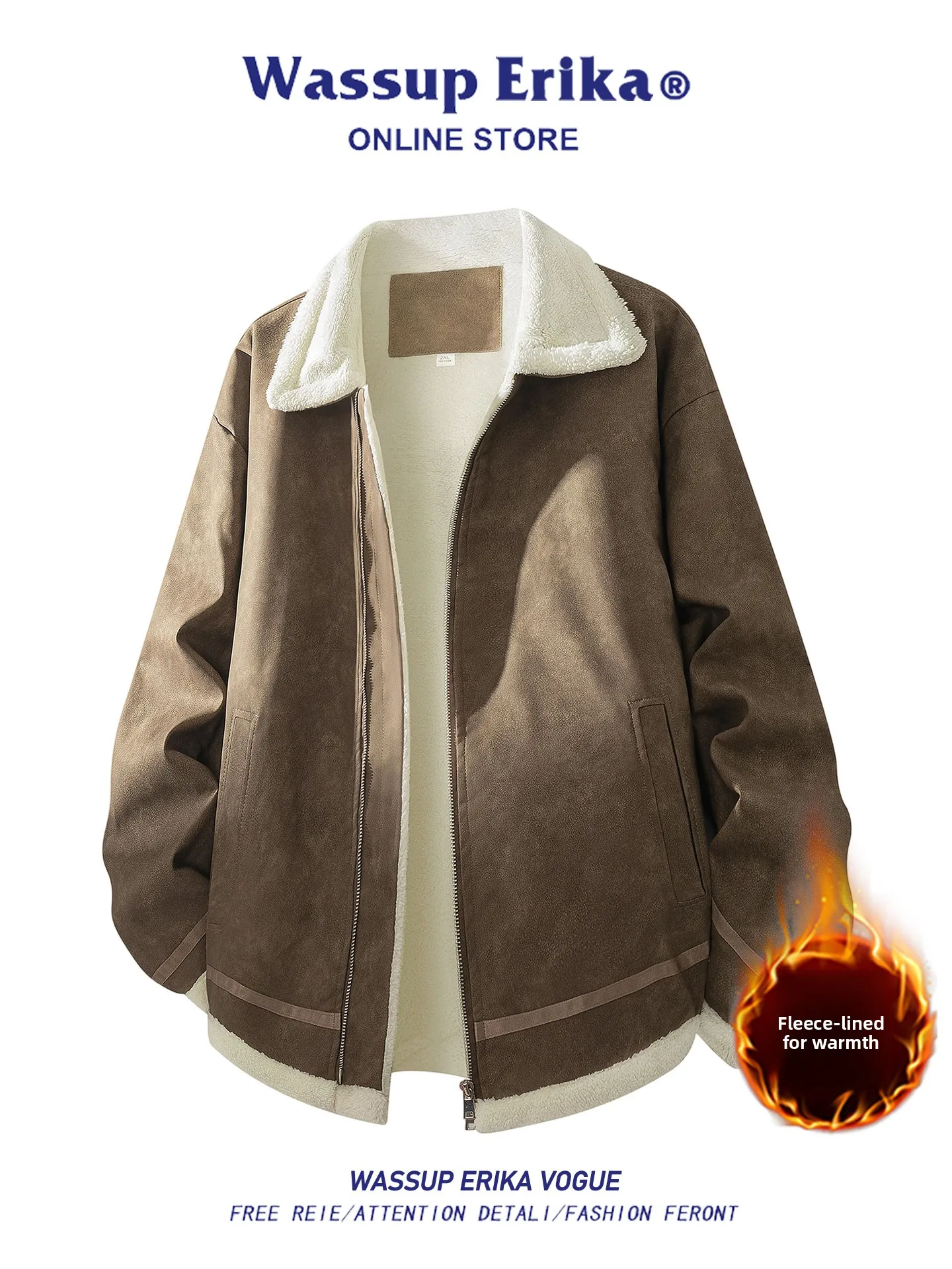 

Мужская кожаная куртка Wassup Erika на подкладке, винтажная американская модная теплая пара, модная брендовая верхняя одежда, зимнее пальто