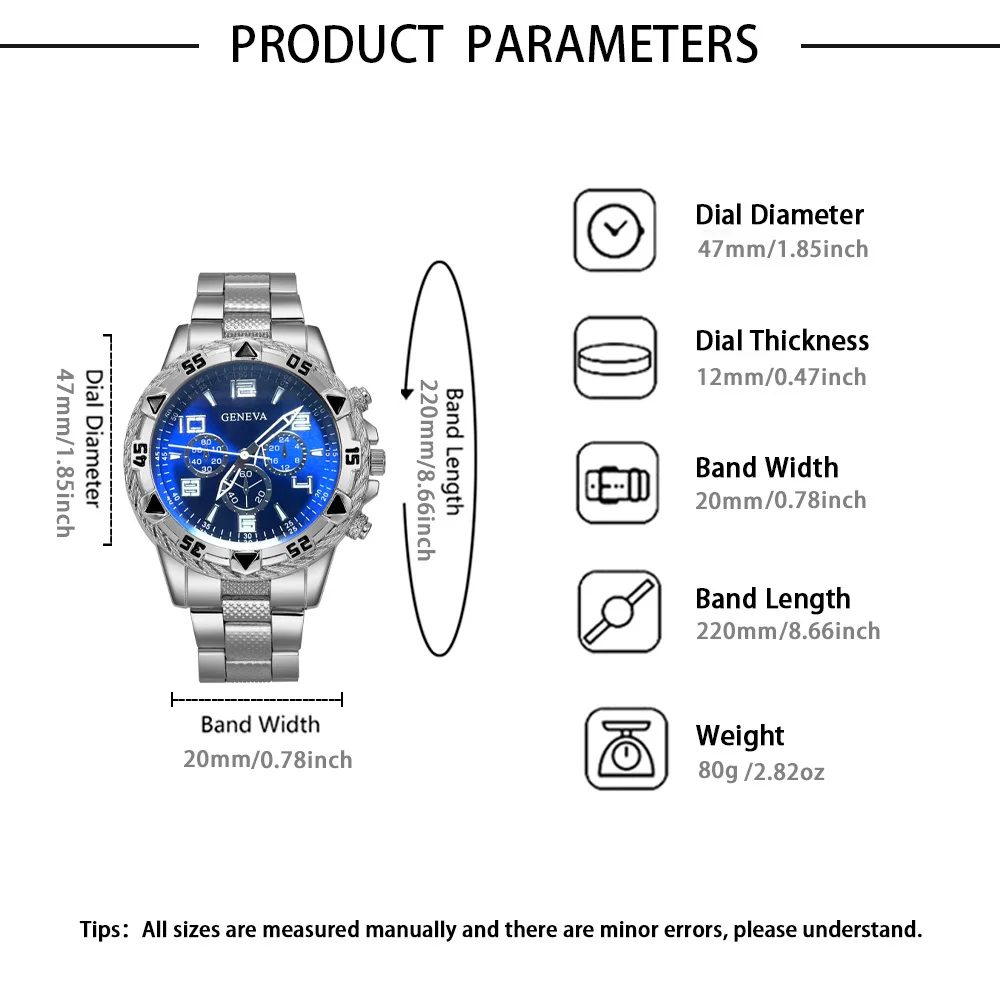 2-piece men's watch and accessories set, a perfect match suitable for both business and casual styles, no box included view 3