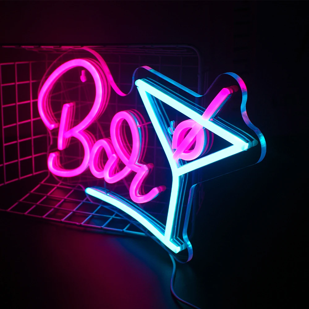 Cocktail Bar Neon Signs For Man Cave Led Bar Sign With Usb Powered Dimmer Cocktails Neon Sign Bar Lights With Hanging Chain