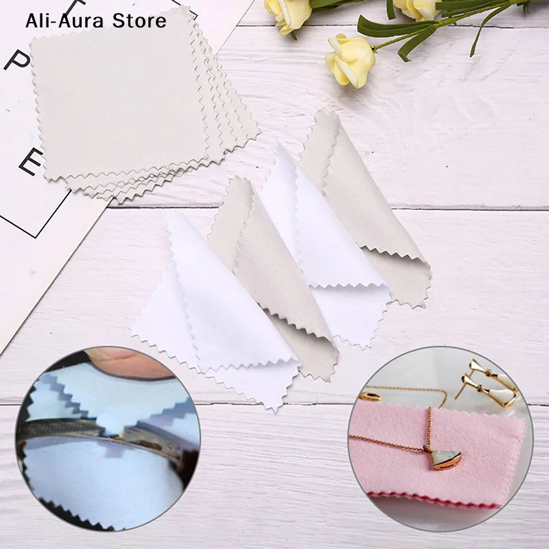 

50Pcs Polish Polishing Cloth Silver Color Cleaning Polishing Cloth Soft Clean Wipe Wiping Cloth For Silver Gold Jewelry Tool
