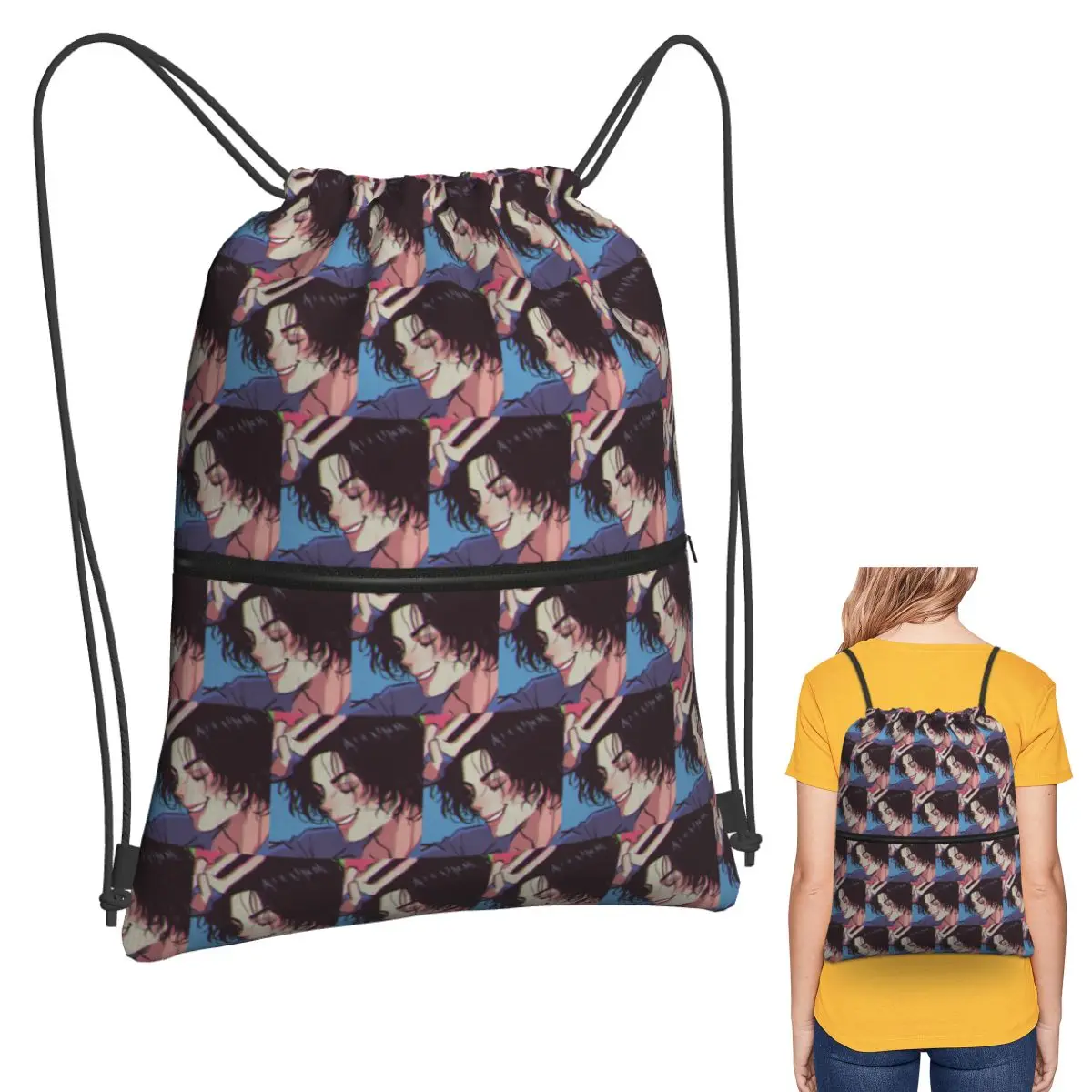 The King Of Pop Michael Jackson Backpacks Portable Drawstring Bags Sports Bag Book Bags for Travel Students