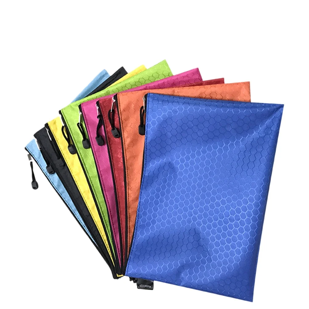 

10pcs Canvas File Ball Pattern Waterproof Zipper Document Bag For Travel Office A4 Size Organizer Storage Folder File